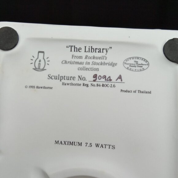 Vintage Christmas Luminary With Box The Library Norman Rockwell Hawthorne 1990s - Picture 13 of 16